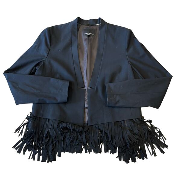 Banana Republic Women's Chiffon Fringe Blazer Black Size 16 - Picture 3 of 10